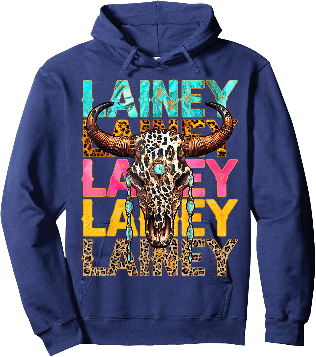Western Cowgirl Lainey Name Personalized Birthday Girl Hoodie - Hoodie | Navy