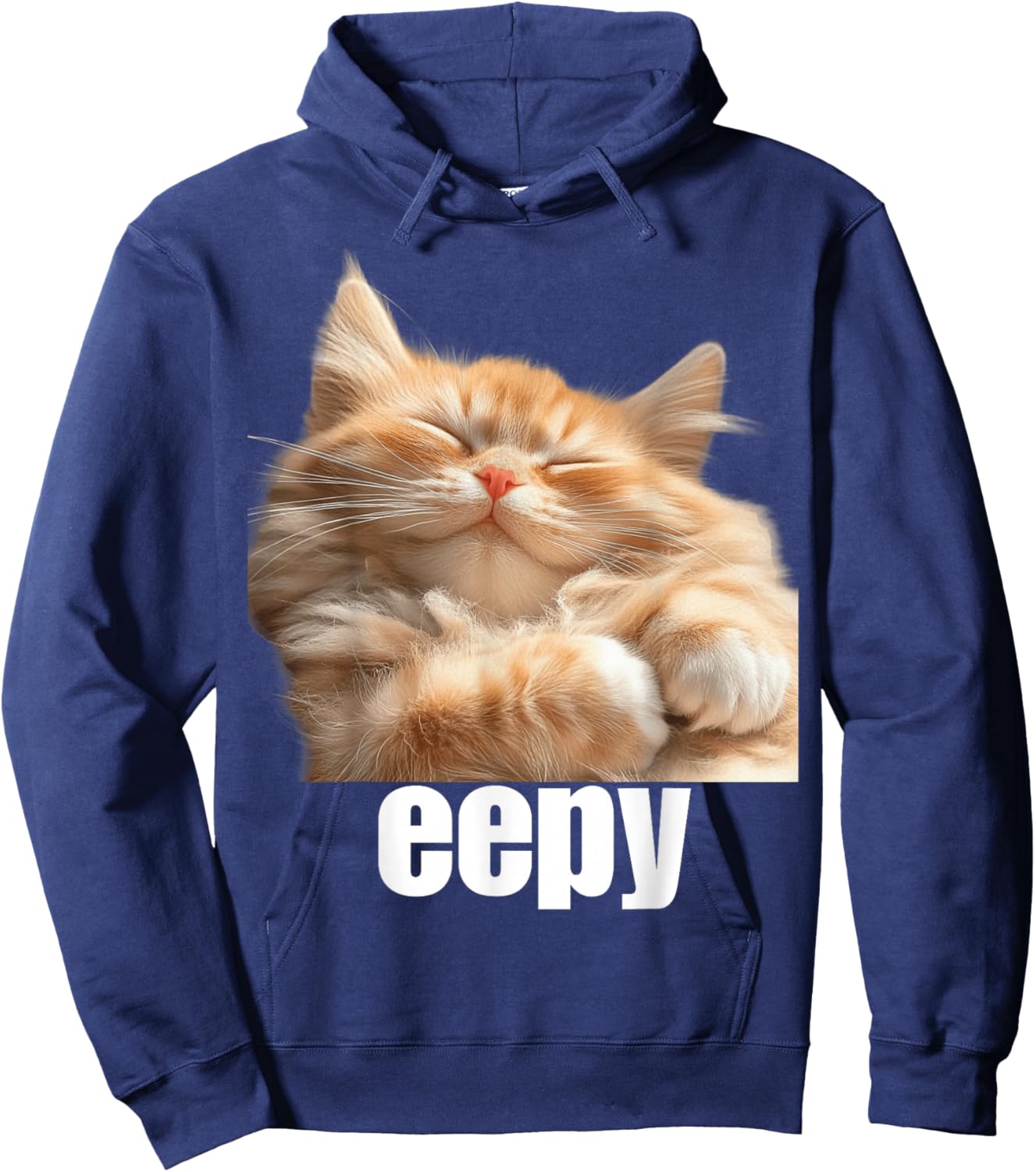 Eepy Cat, Silly Sleepy Cat Meme Cute fluffy cat lovers Women Girls Kids Hoodie - Hoodie | Navy
