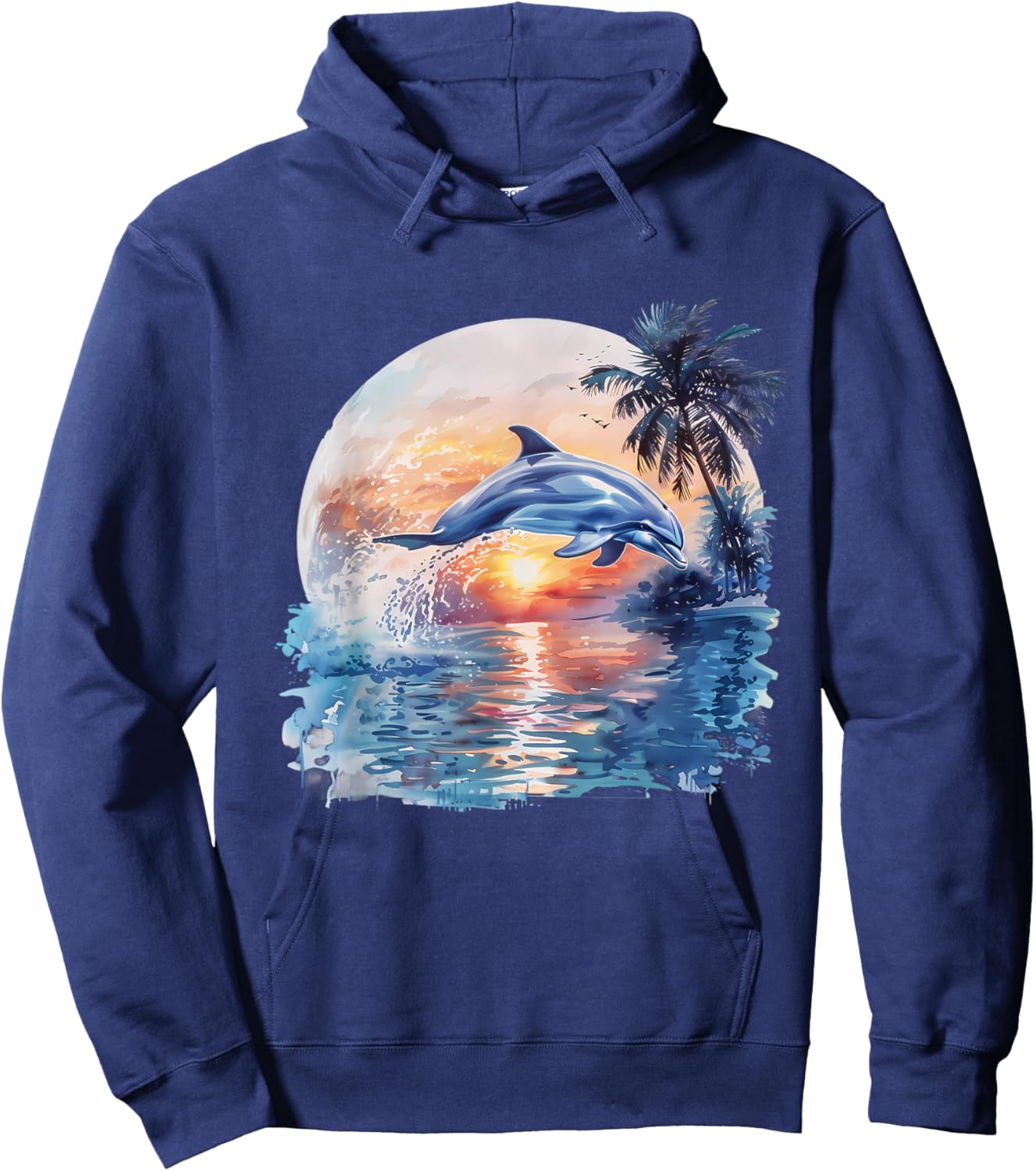 Dolphin Sunset Ocean Sea Dolphin Sea Ocean Animal Lover Hoodie - Hoodie | Navy