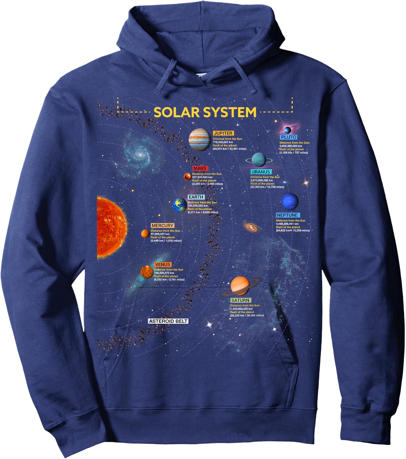 Solar System T Shirt - Perfect Space Enthusiasts Gift Hoodie - Hoodie | Navy