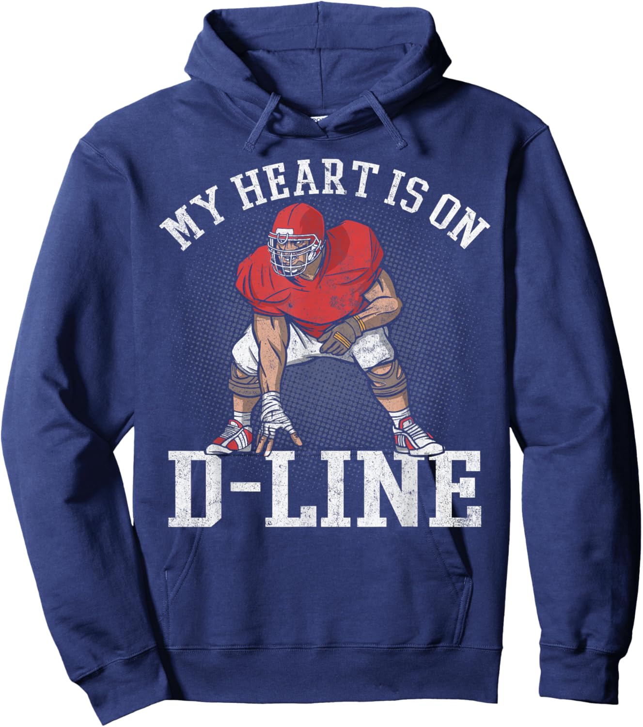 My Heart Is On D-Line Lineman Vintage Distressed Apparel Hoodie - Hoodie | Navy