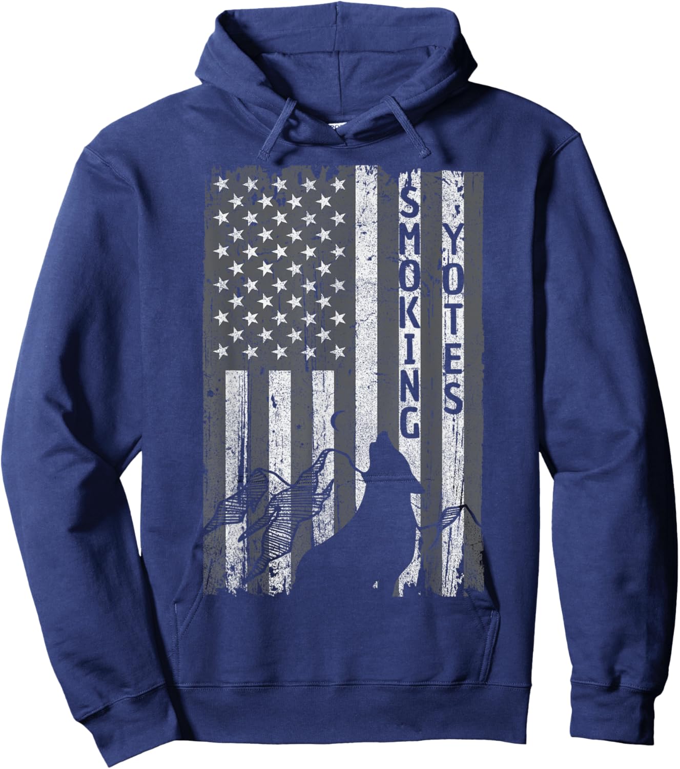 Vintage US Flag Coyote Hunting Hunter Hunters Gift Hoodie - Hoodie | Navy