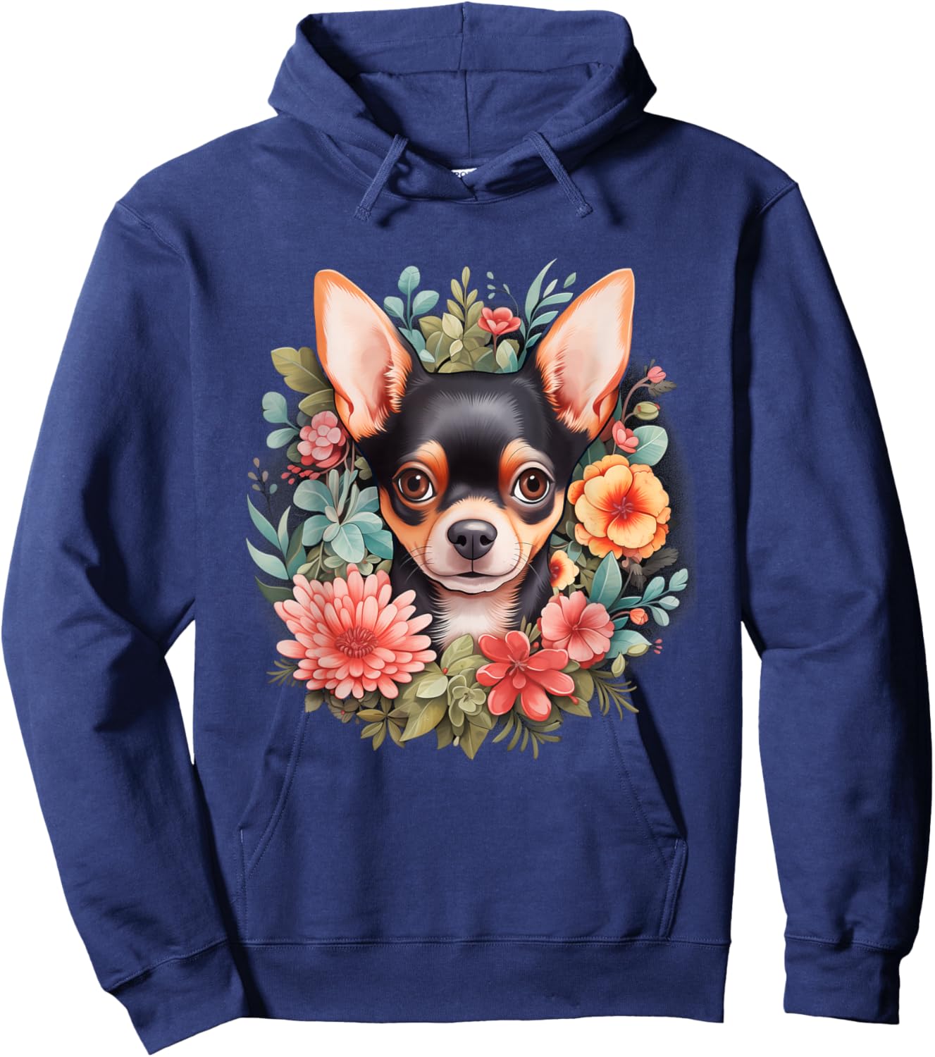 Chihuahua Mom Floral Dog Lover Vintage Flowers Cute Hoodie - Hoodie | Navy