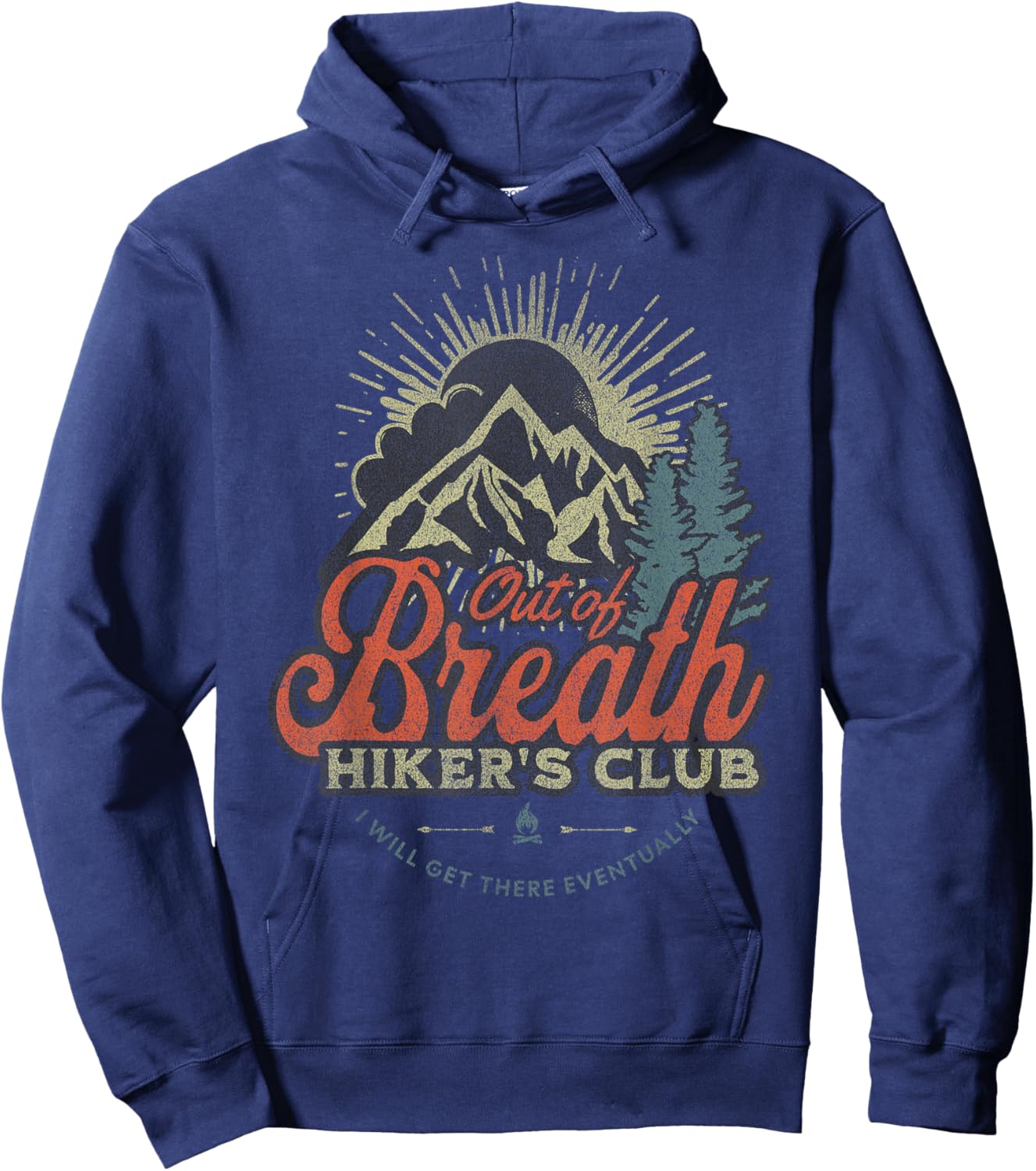 Funny Hiking Gift Out of Breath Hiker Club for Outdoors Fan Hoodie - Hoodie | Navy