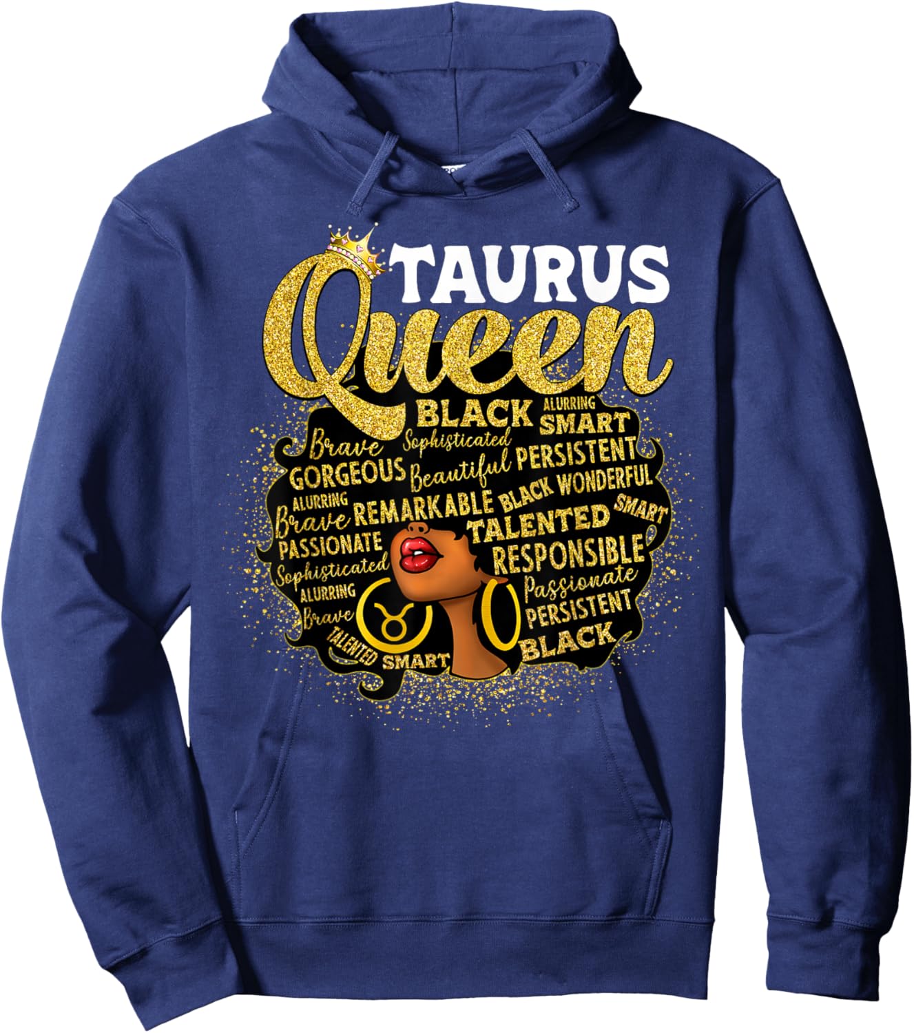 African American Women Zodiac Birthday Taurus Queen Hoodie - Hoodie | Navy