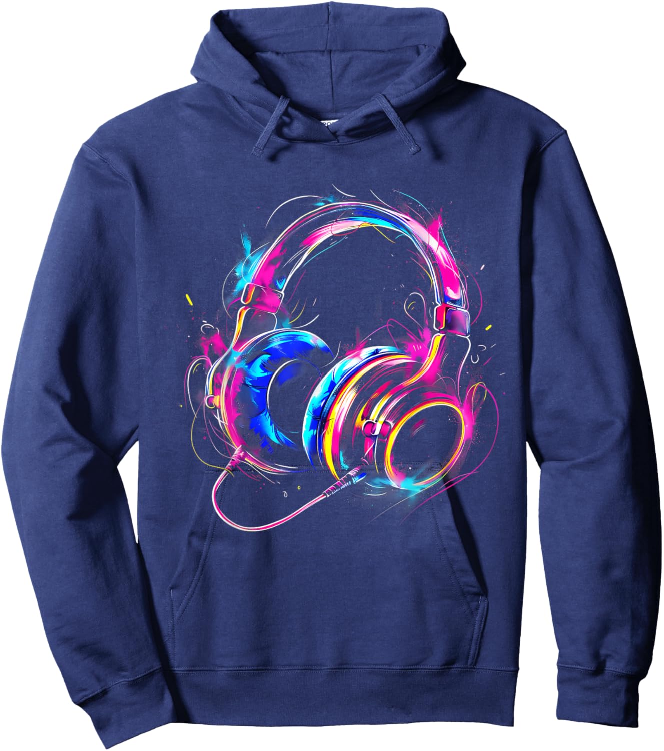 Headphones Music DJ House Dance Club Music Headphones Splash Hoodie - Hoodie | Navy