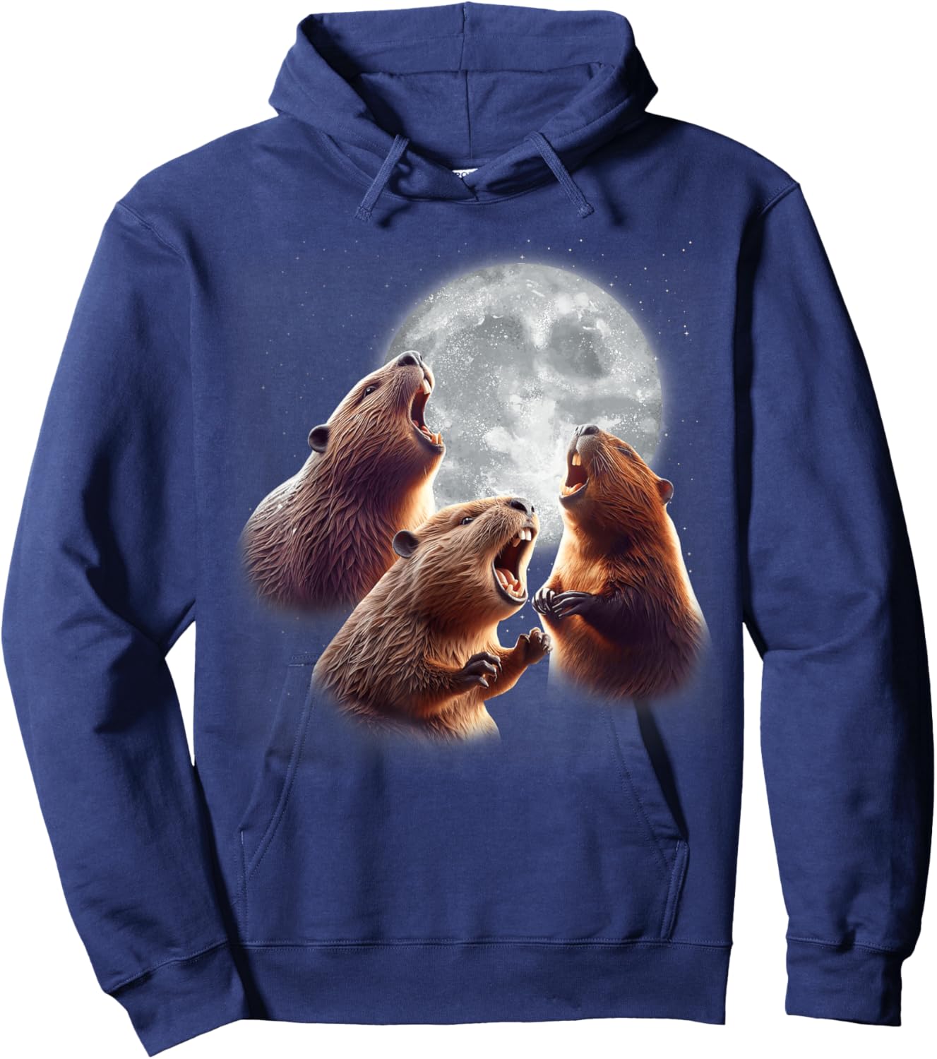 3 Beaver Howling At The Moon Funny Beaver Lover Rodent Kids Hoodie - Hoodie | Navy