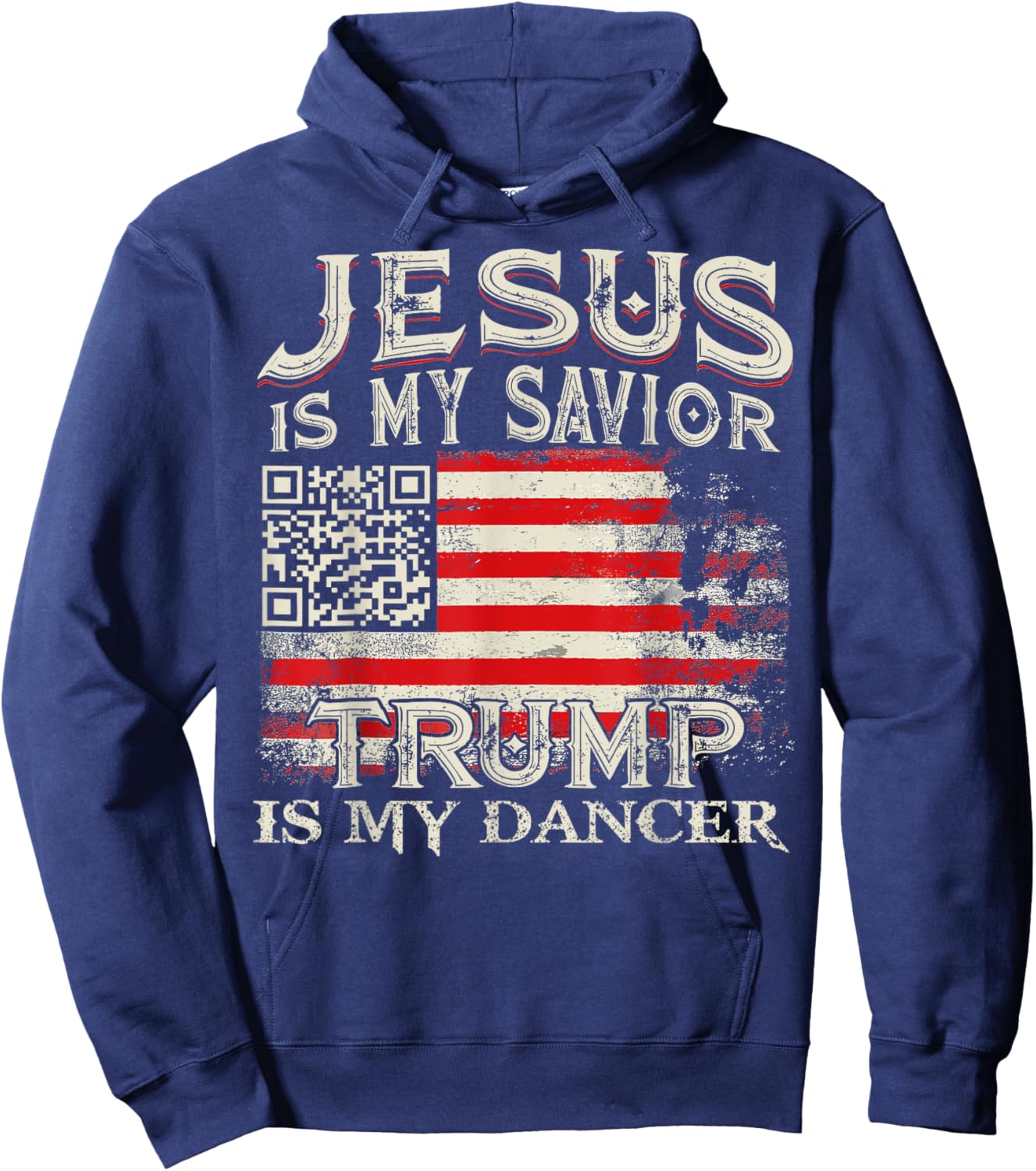 Jesus Is My Savior Trump Is My Dancer QR Trump Dancing Code Hoodie - Hoodie | Navy
