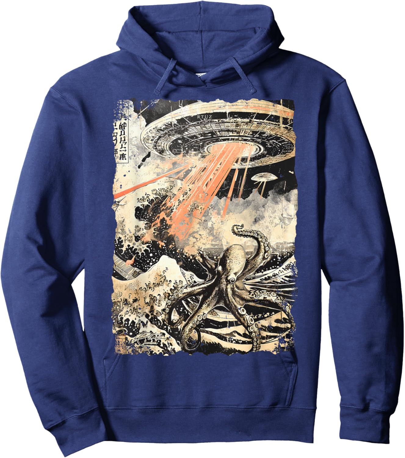 Y2K Streetwear Vintage Fashion Oktopus Horror Monster Krake Hoodie - Hoodie | Navy
