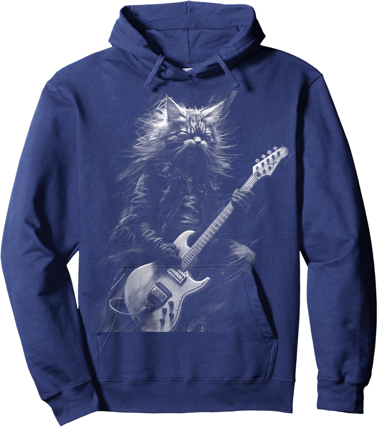 Heavy Metal Cat | Rock Star Band | Guitarist Guitar Hoodie - Hoodie | Navy