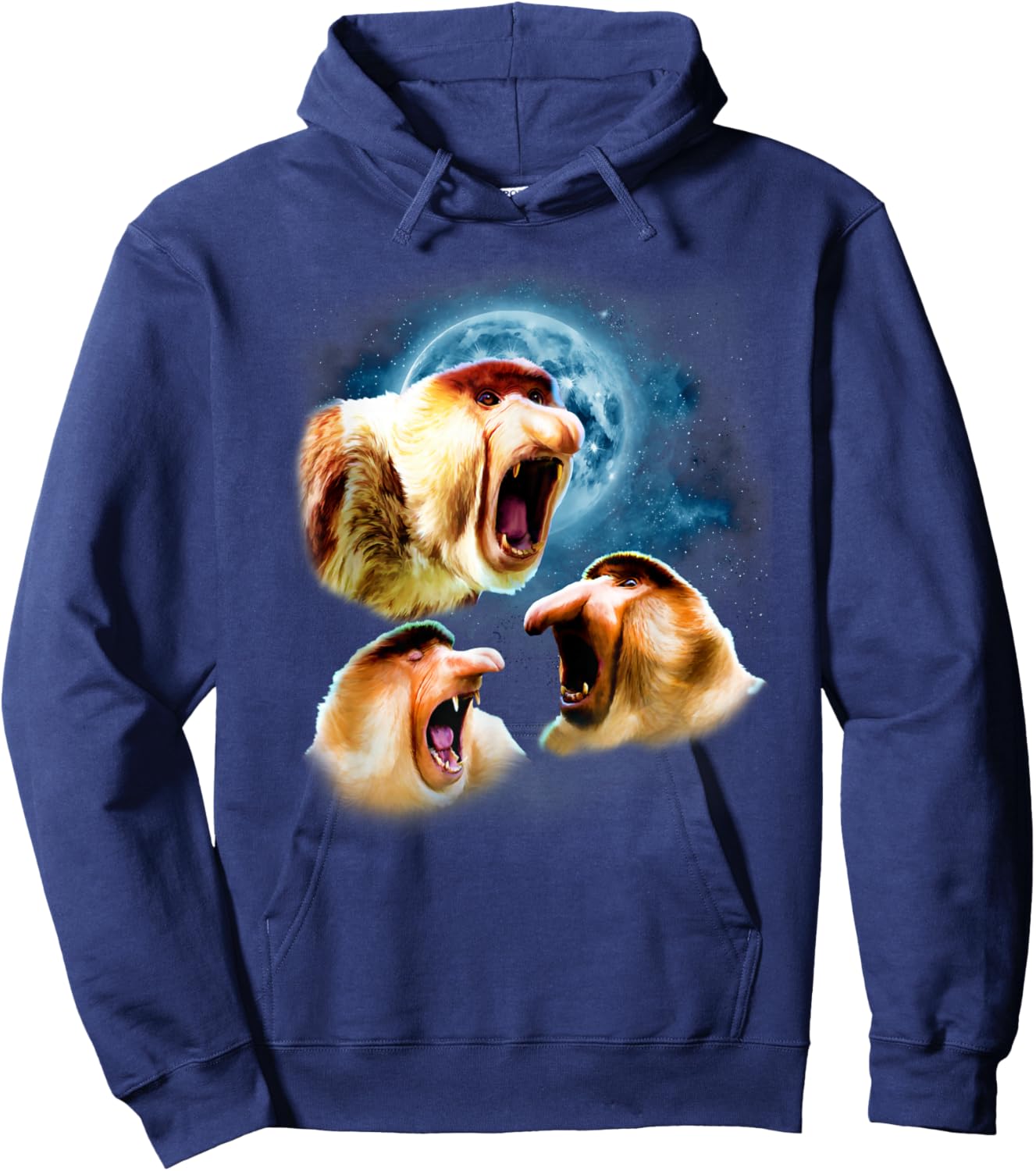 Howling at the Moon Shirt - Funny Proboscis Monkey Hoodie - Hoodie | Navy