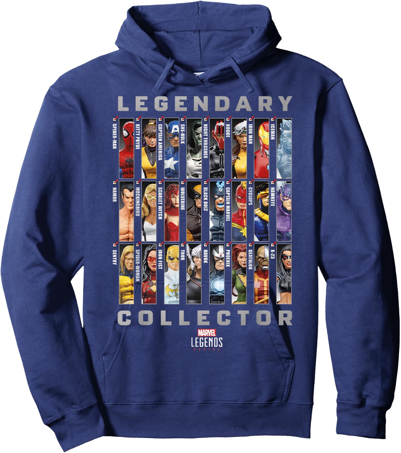 Marvel Legends Series Legendary Collector Checklist Hoodie - Hoodie | Navy