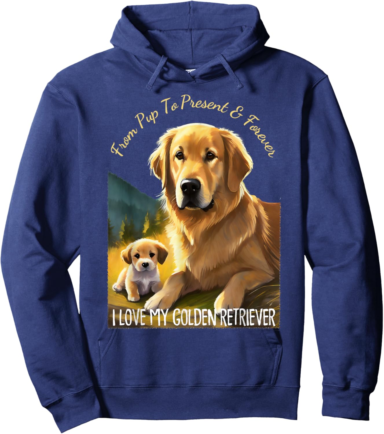 I Love My Golden Retriever Dog Men Women Girls Kids Hoodie - Hoodie | Navy