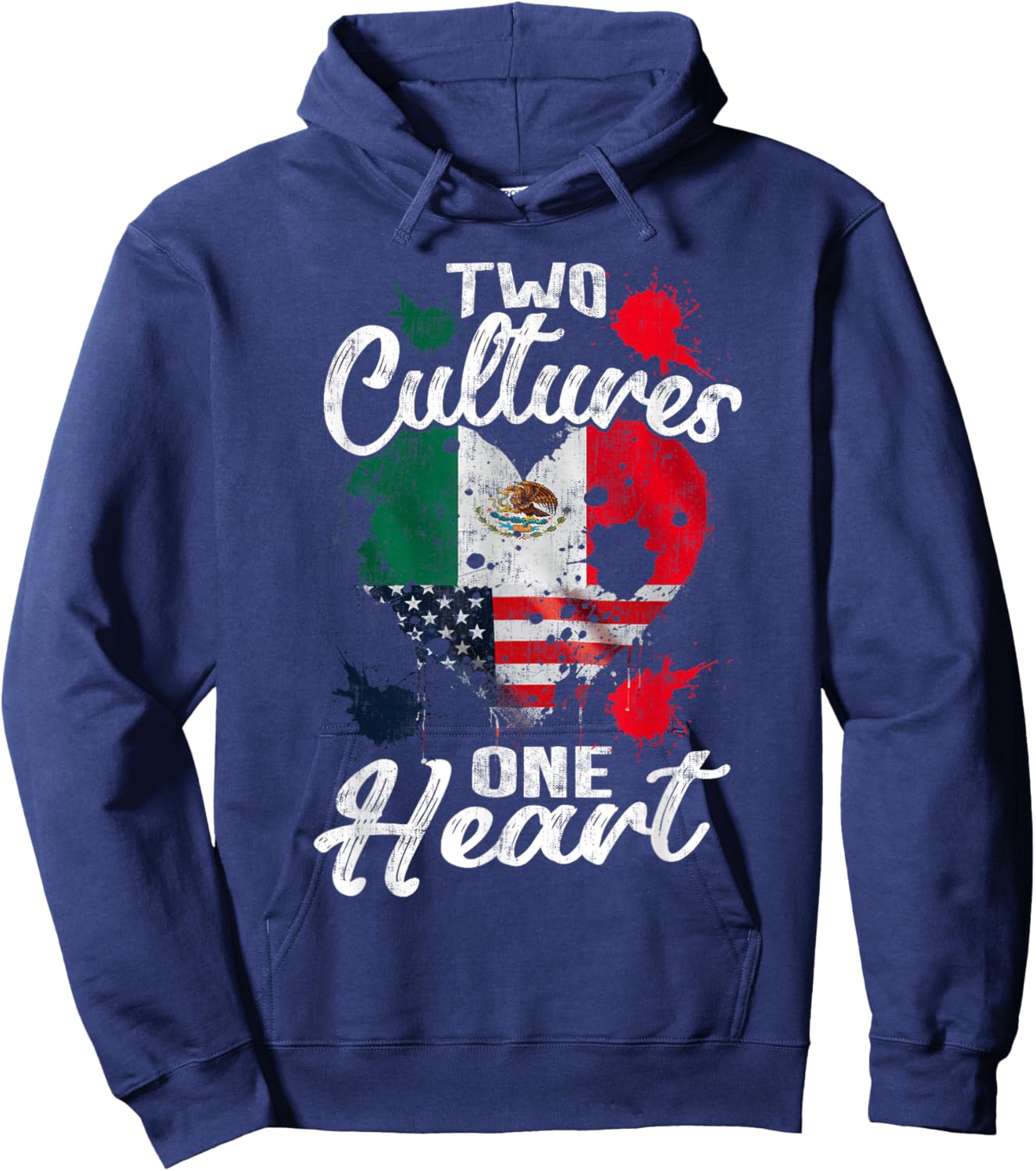 Zwei Kulturen EIN Herz Mexico USA Mexican American Hoodie - Hoodie | Navy