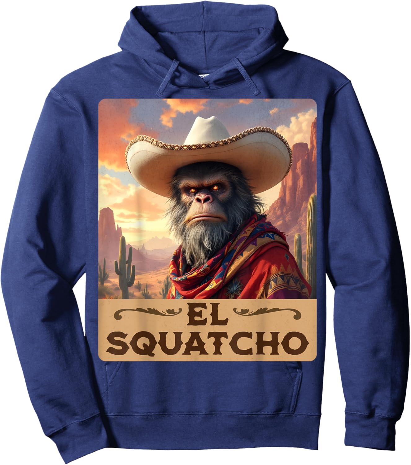 Guardian of the Desert: Bigfoot, Sasquatch, & El Squatcho Hoodie - Hoodie | Navy