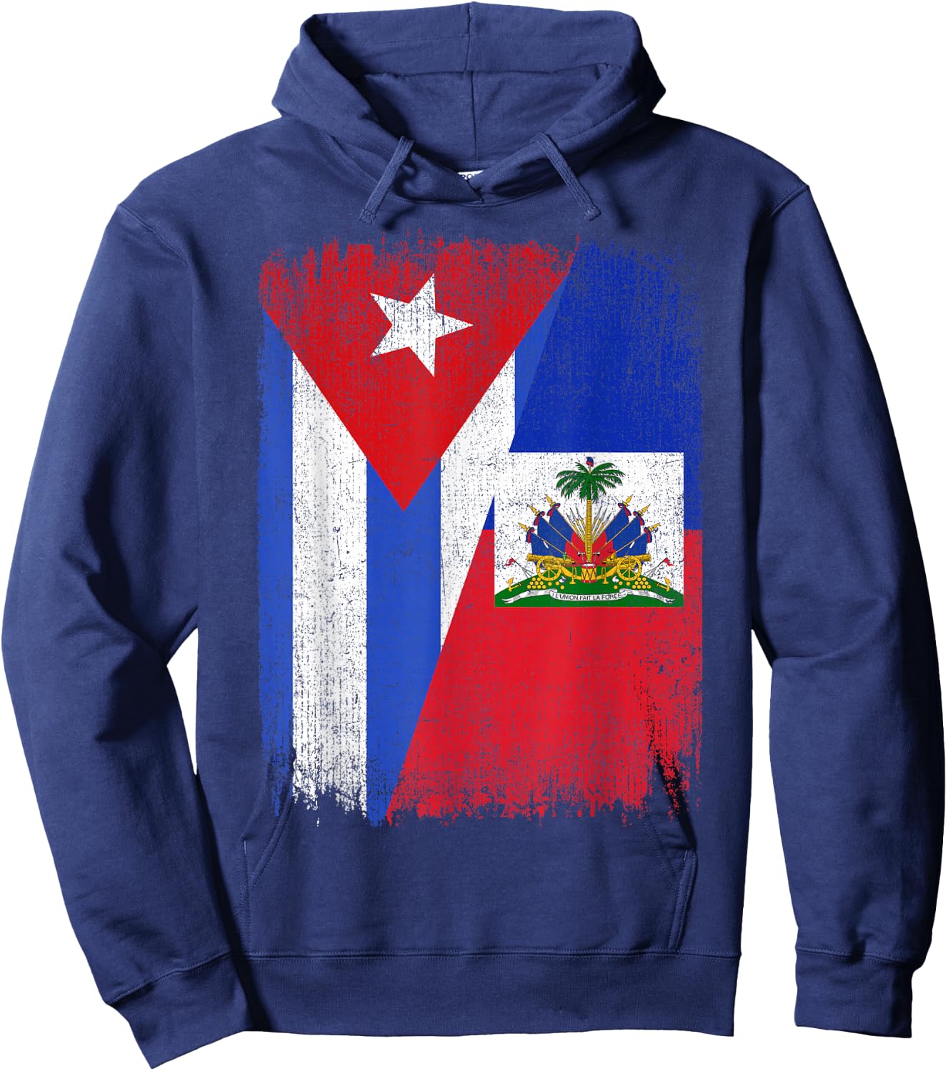 Half Cuba Haiti Flag Cuban Haitian Pride Roots Hoodie - Hoodie | Navy