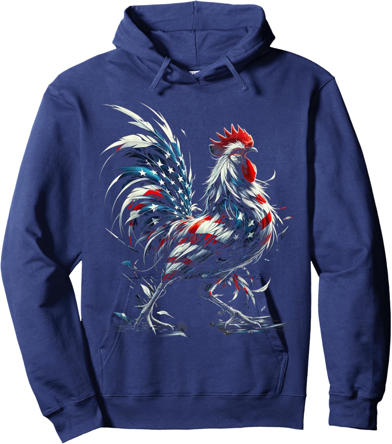 American Flag Rooster Chicken 4th of July Animal Hoodie - Hoodie | Navy
