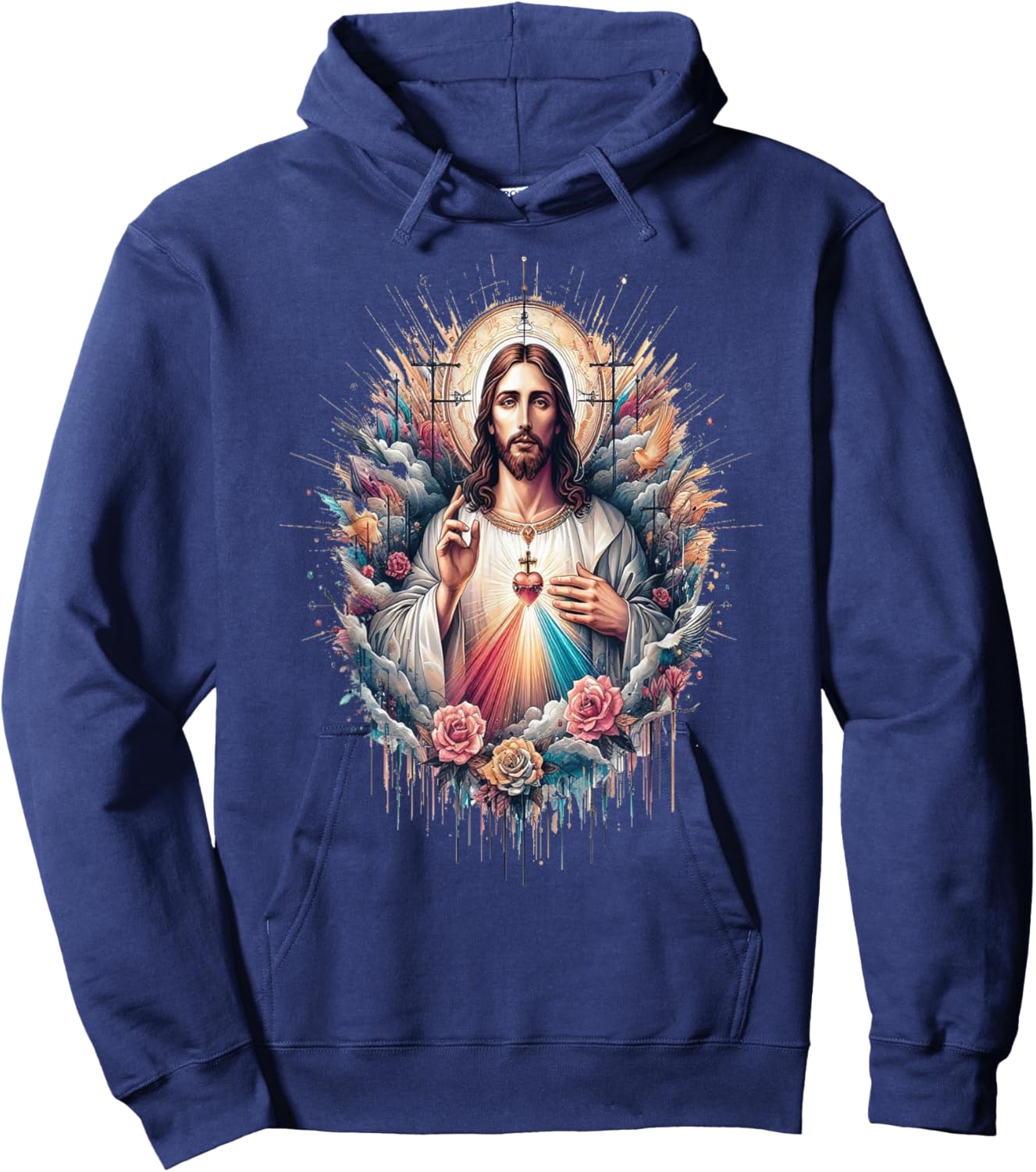 Jesus I Trust In You Divine Mercy Catholic Hoodie - Hoodie | Navy