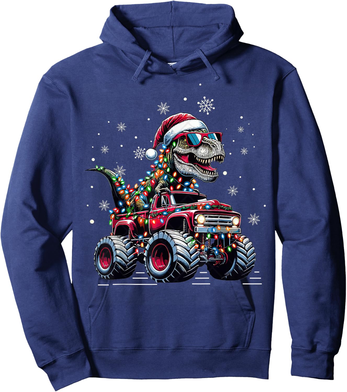 Monster Truck Dinosaur TRex Christmas Boys Kids Hoodie - Hoodie | Navy