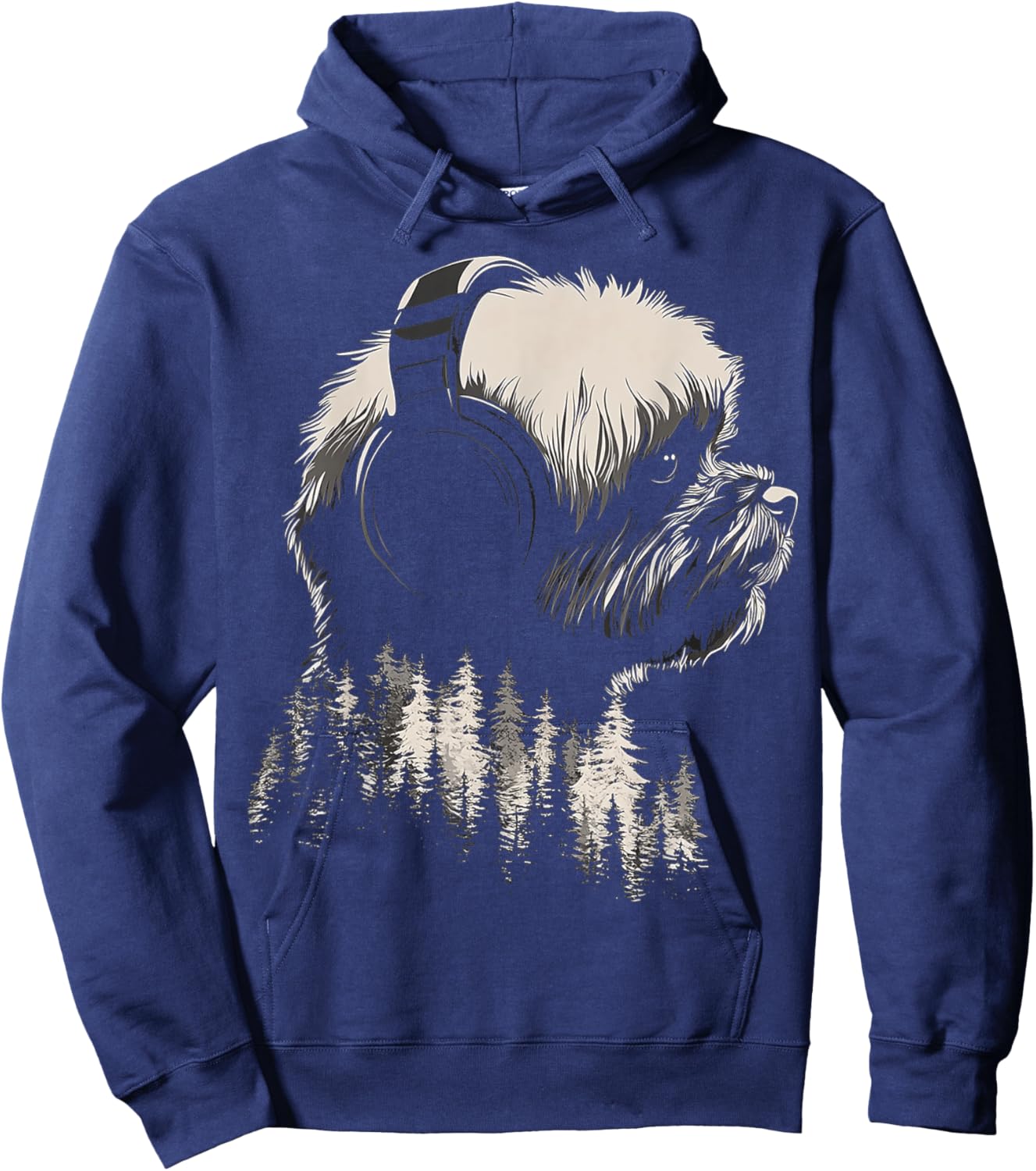 Shih Tzu Dog Motif Pet Art Music Headphone Shih Tzu Hoodie - Hoodie | Navy