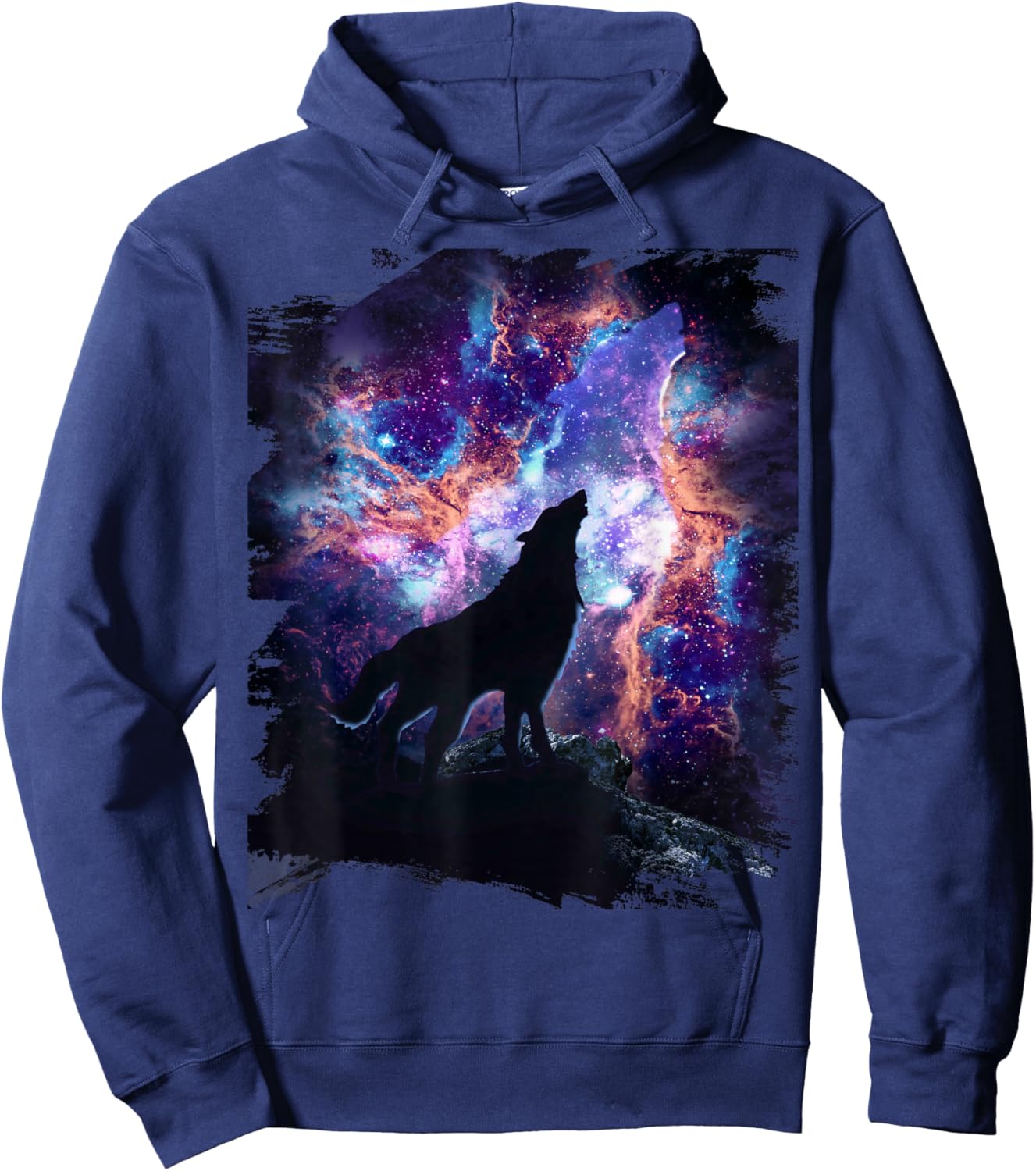 Celestial Wolf Nebulae, Cosmic Space Wolves Galaxy Hoodie - Hoodie | Navy