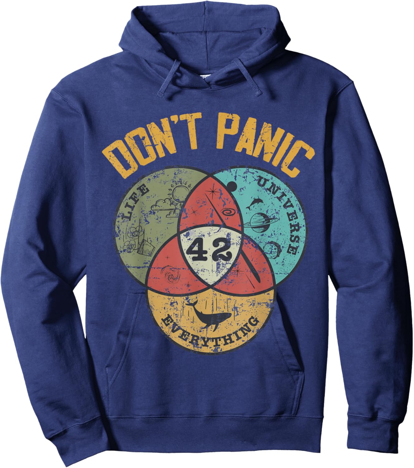 42 Answer to Life The Universe and Everything Don't Panic Hoodie - Hoodie | Navy
