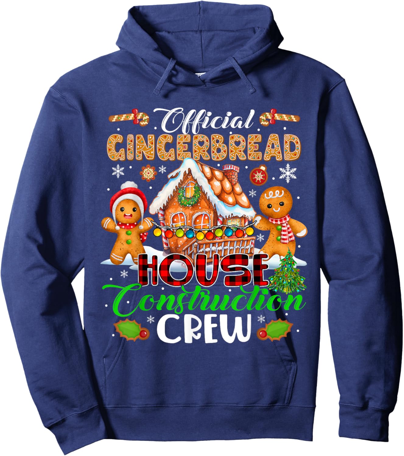 Official Gingerbread House Construction Crew Xmas Cookies Hoodie - Hoodie | Navy
