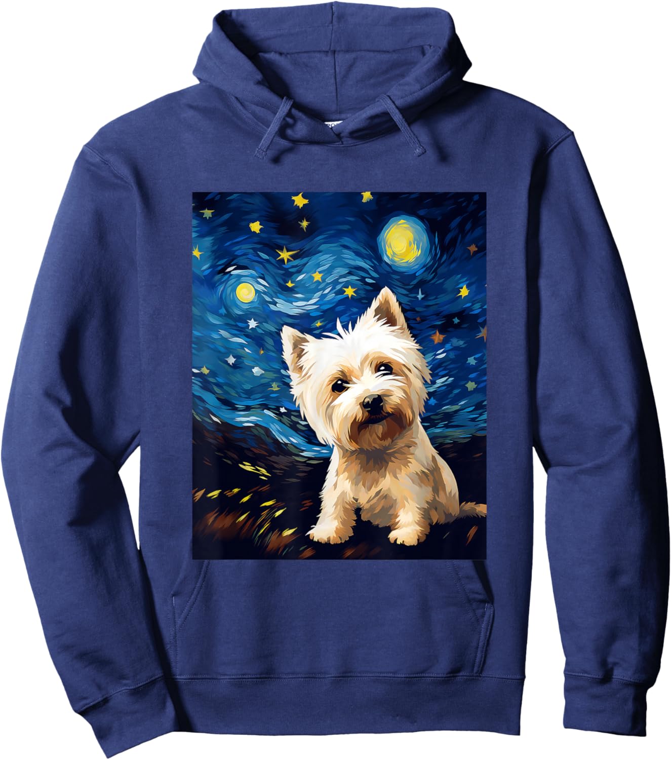 West Highland White Terrier Starry Night Van Gogh Hoodie - Hoodie | Navy