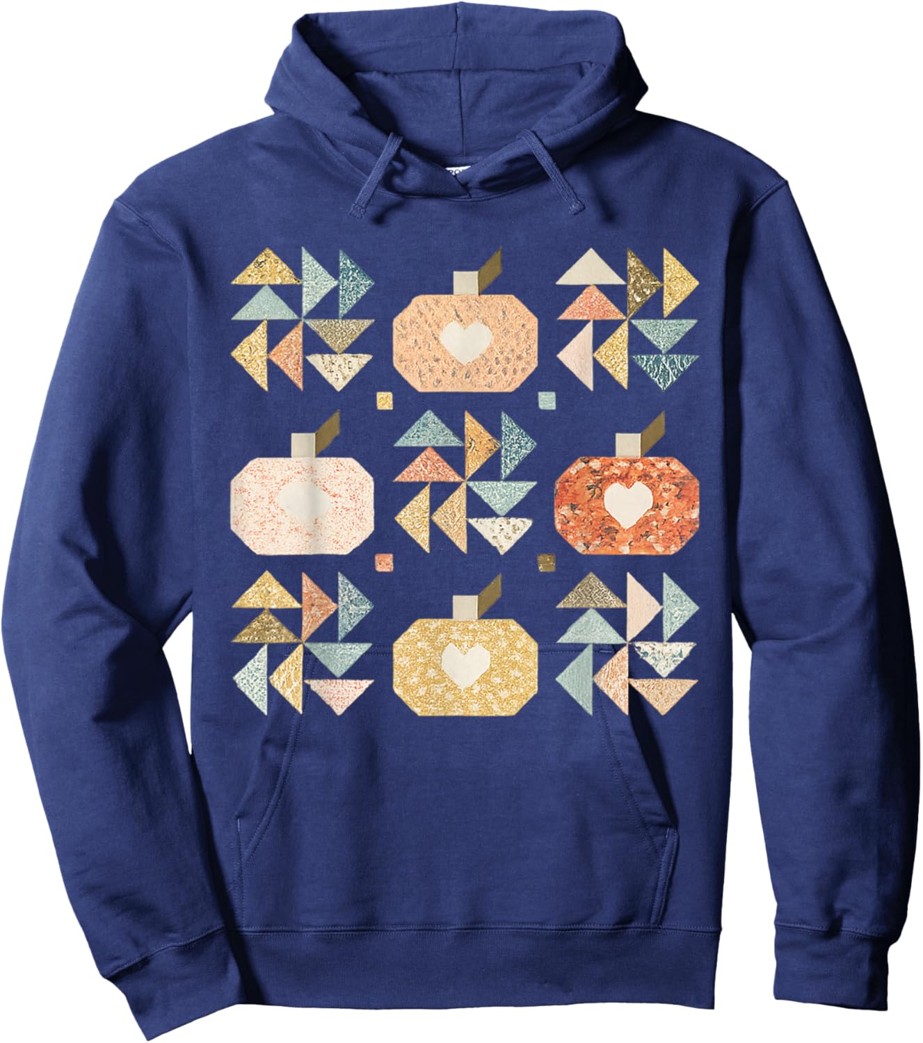 Patchwork Quilter Fall Pumpkin Quilt Block Autumn Quilting Hoodie - Hoodie | Navy
