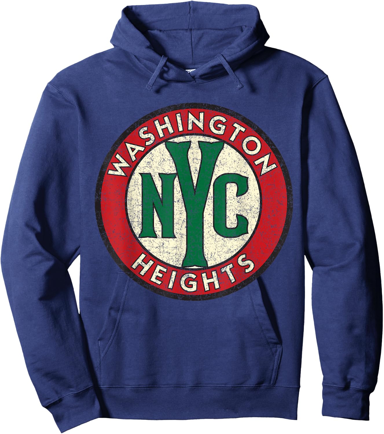 Washington Heights NYC Circle Sign Distressed Print Hoodie - Hoodie | Navy