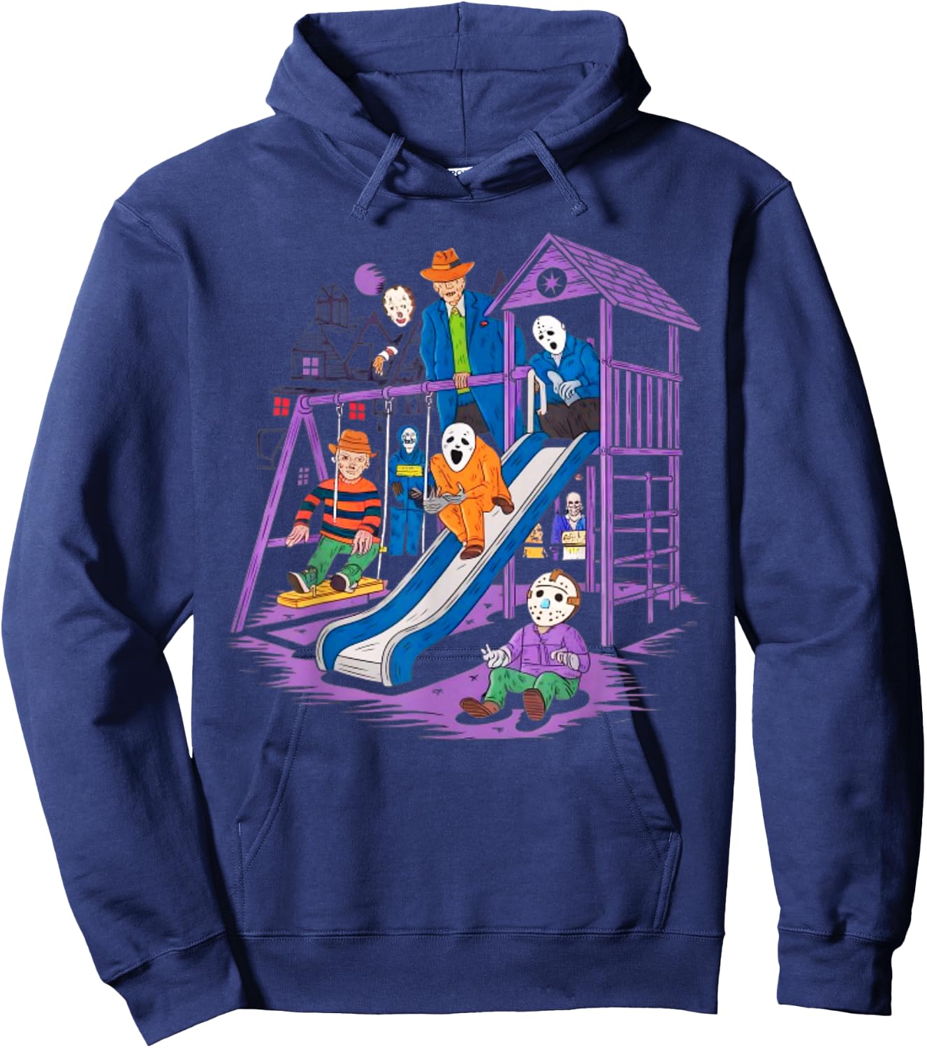 Horror Clubhouse In Park Halloween 2025 Costume Present Hoodie - Hoodie | Navy