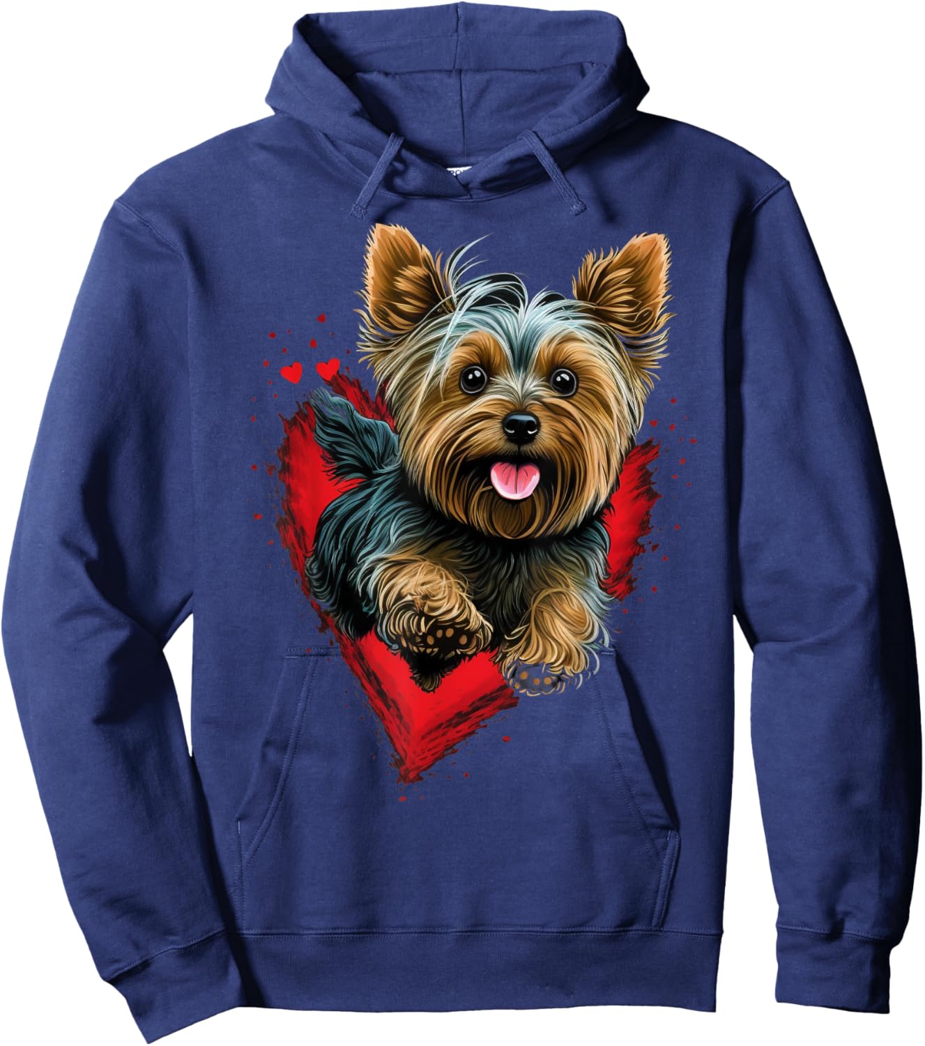 Cute Yorkshire Terrier Dog on Yorkshire Terrier Lover Hoodie - Hoodie | Navy