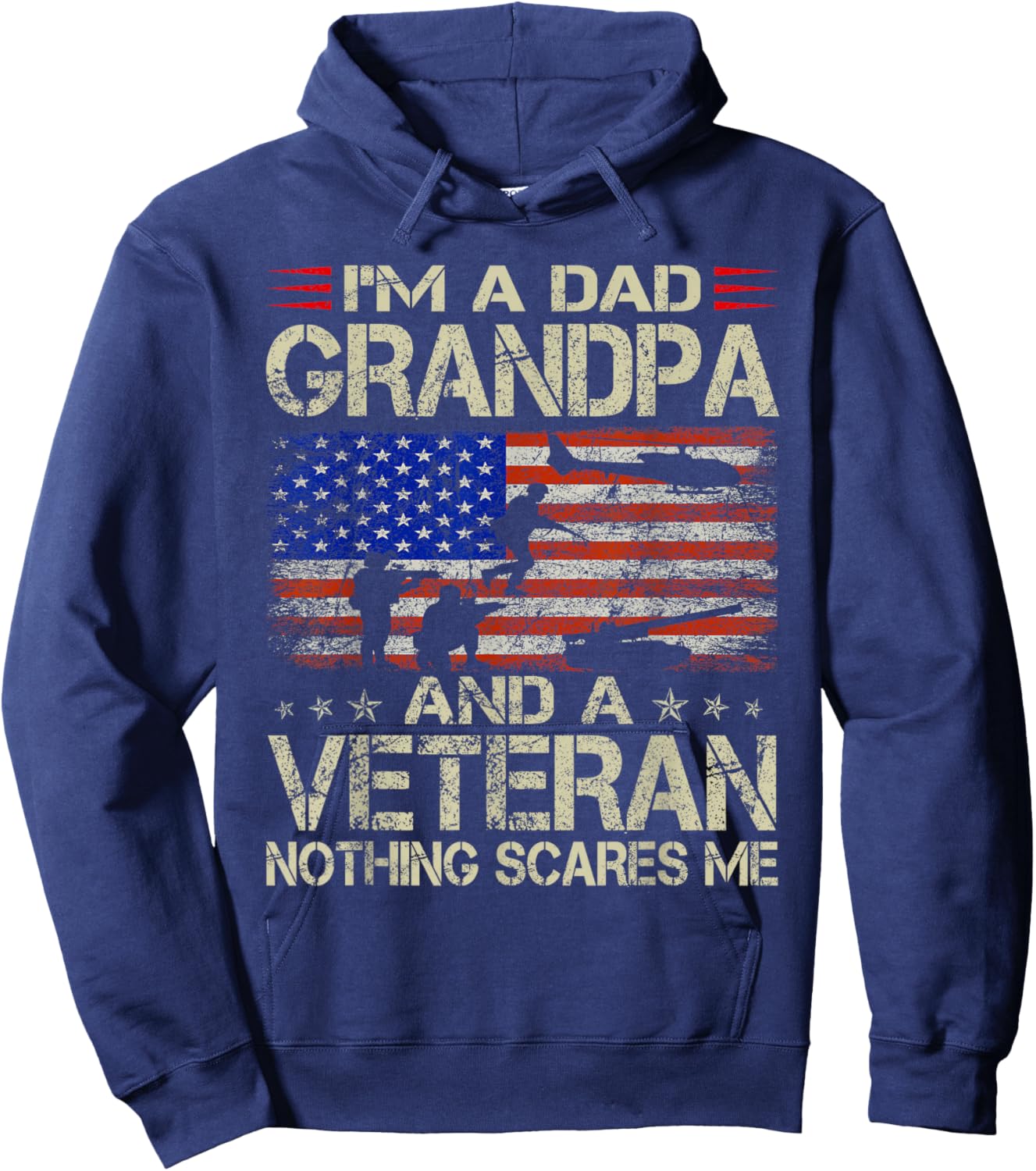 I'm A Dad Grandpa and Veteran Funny Retro Papa Grandpa Gifts Hoodie - Hoodie | Navy