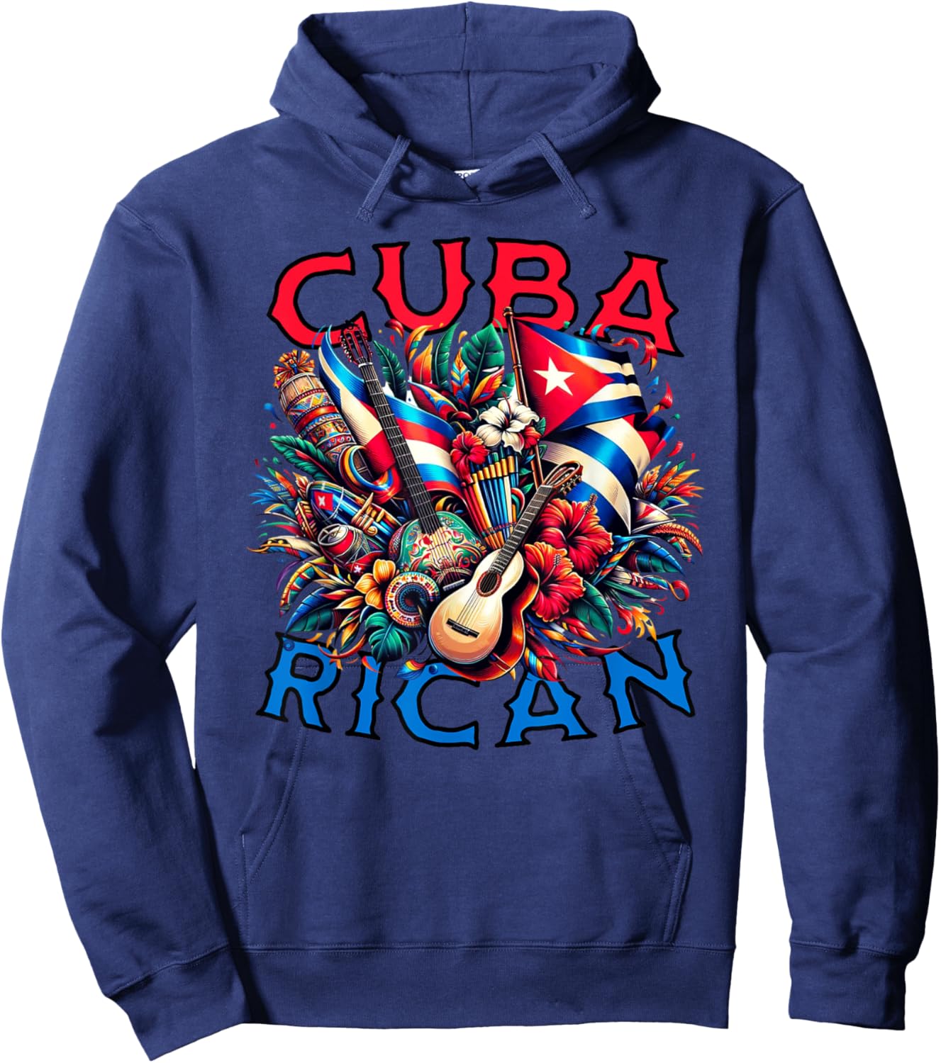 Cuba-Rican Cuban & Puerto Rican Colorful Culture celebration Hoodie - Hoodie | Navy