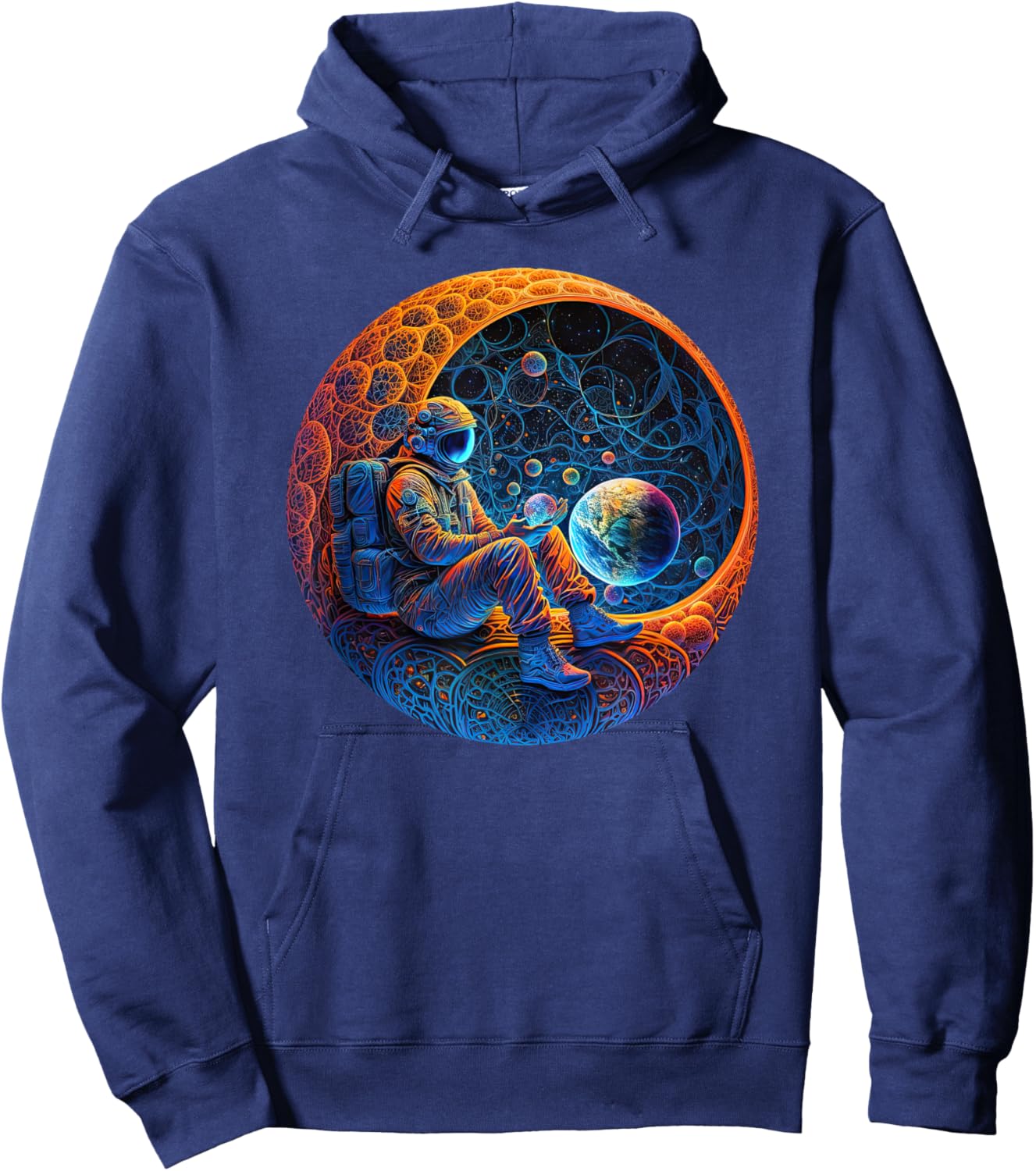 Meditating Astronaut Planets Meditation Astral Travel Hoodie - Hoodie | Navy