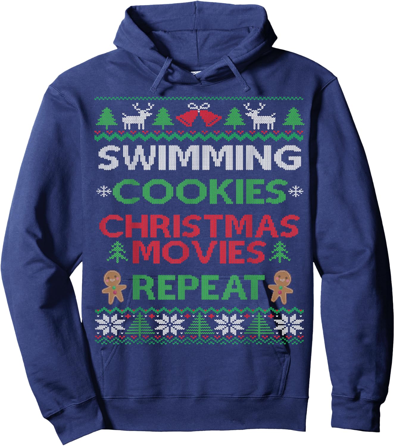 Swimming Ugly Christmas Design Swimmer & Diving Swim Team Hoodie - Hoodie | Navy