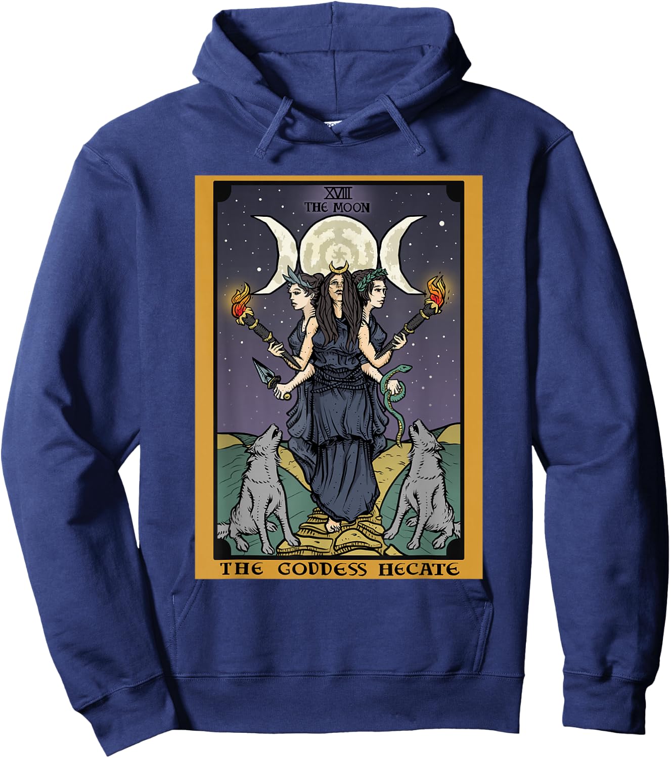 The Goddess Hecate Tarot Card Triple Moon Wiccan Pagan Witch Hoodie - Hoodie | Navy