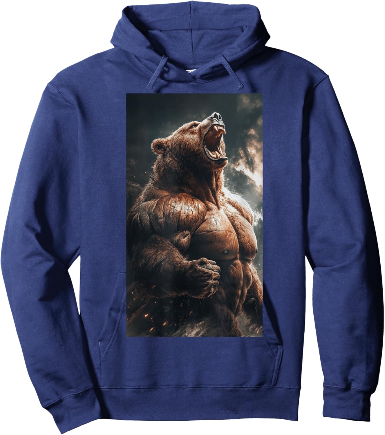 Bear Muscular Muscles Bodybuilding Roaring Nature Hoodie - Hoodie | Navy