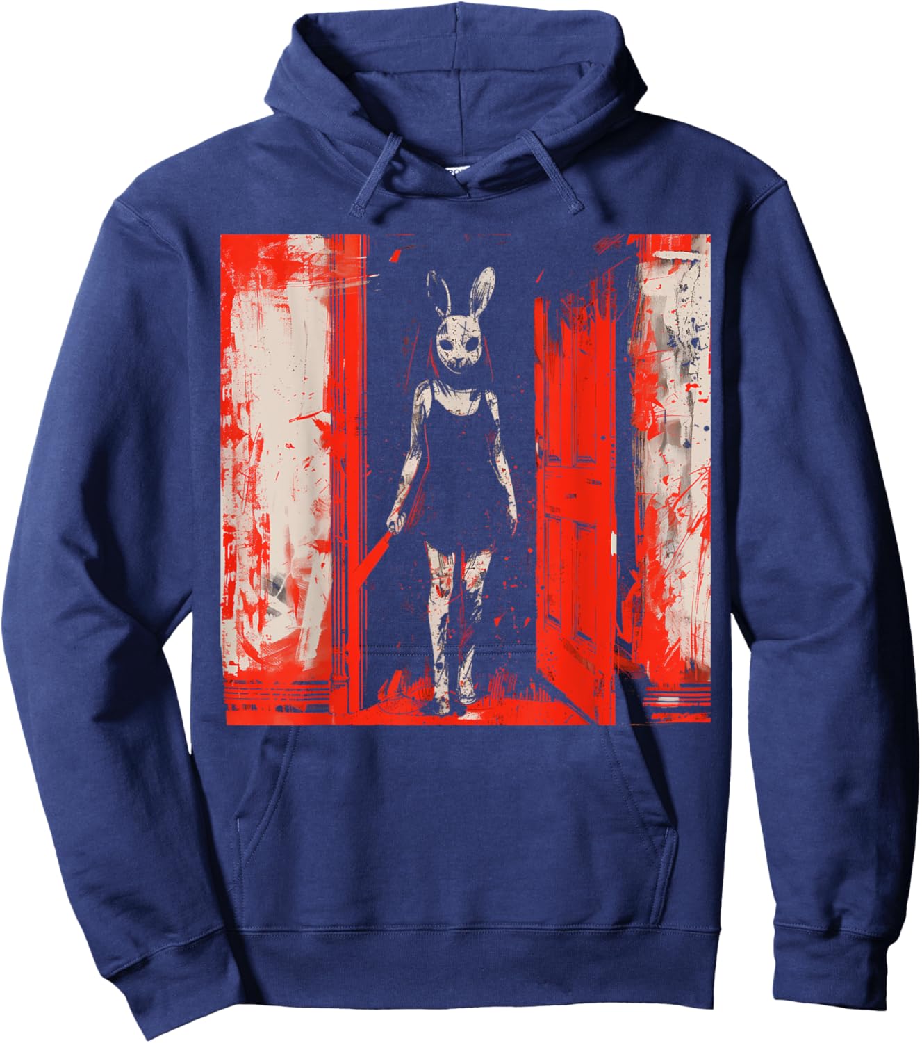 Horror Evil Bunny Slasher Girl Red Anime Goth Creepy Rabbit Hoodie - Hoodie | Navy