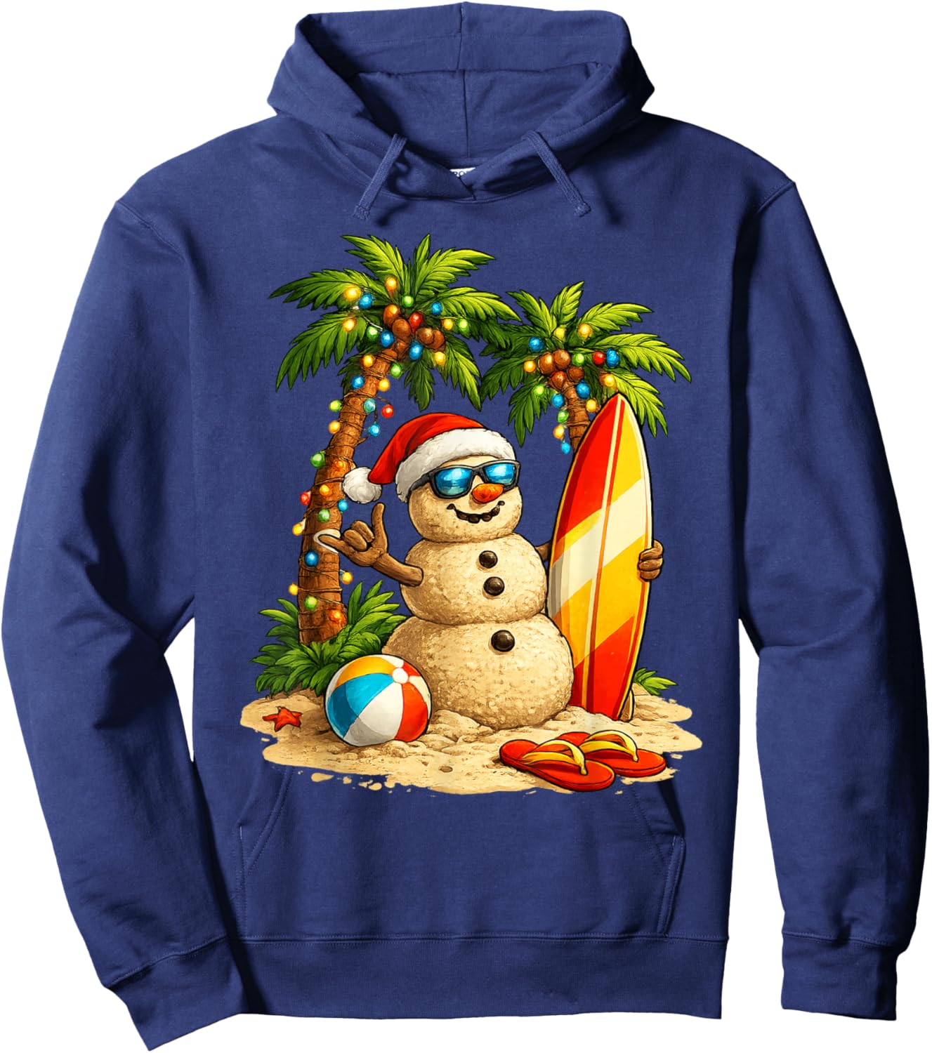 Xmas in July Santa Snowman Beach Summer Christmas in June Hoodie - Hoodie | Navy