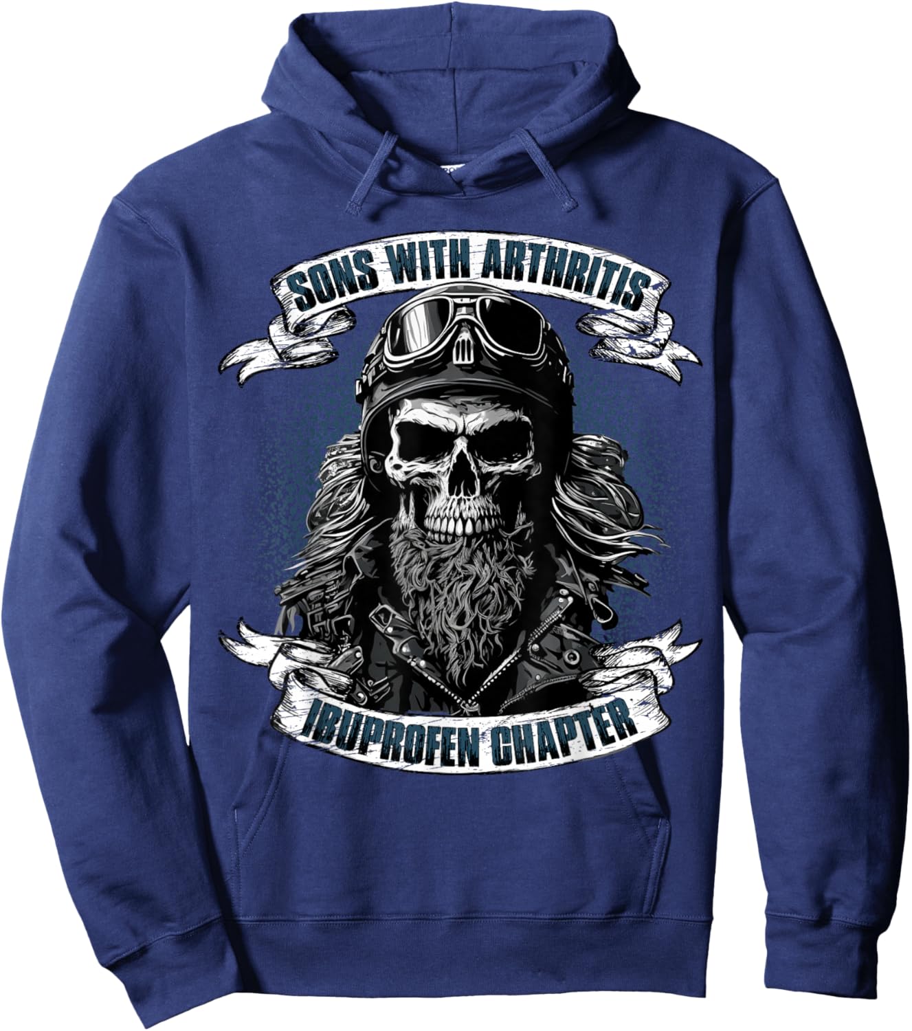 Funny Apparel for older Bikers Sons with Arthritis Ibuprofen Chapter Black Hoodie - Hoodie | Navy