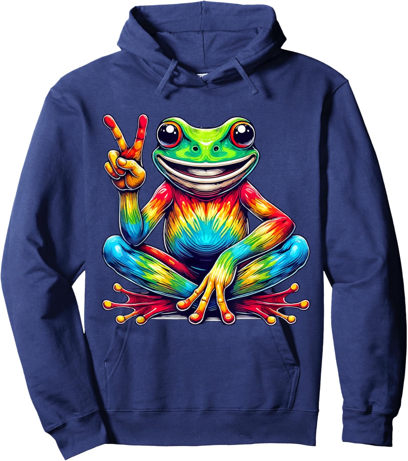 peace sign frog hippie Tie-Dye women men Hoodie - Hoodie | Navy