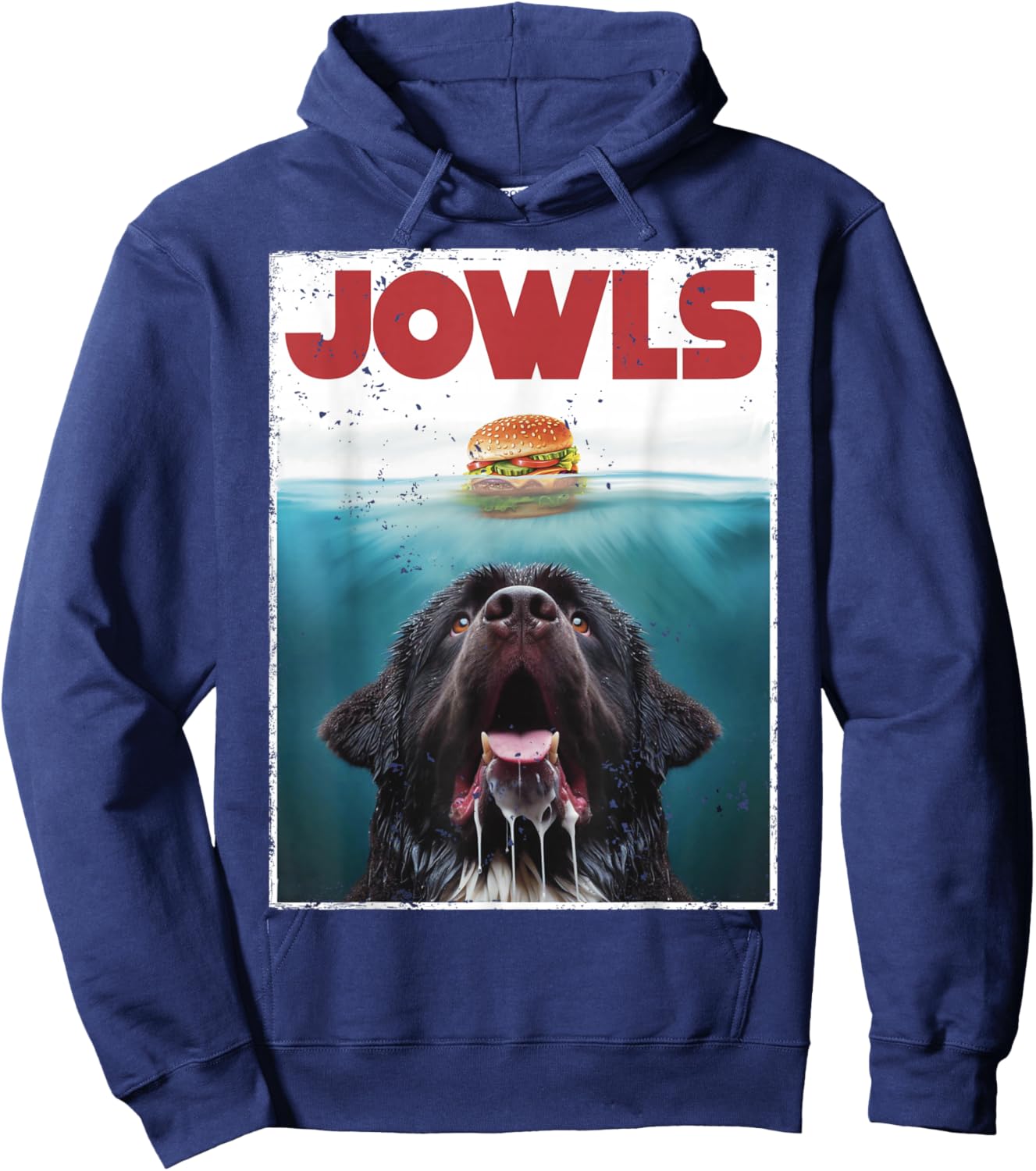 Funny Newfoundland Dog, Newfie Lab Jowls Burger, Dog Mom Dad Hoodie - Hoodie | Navy