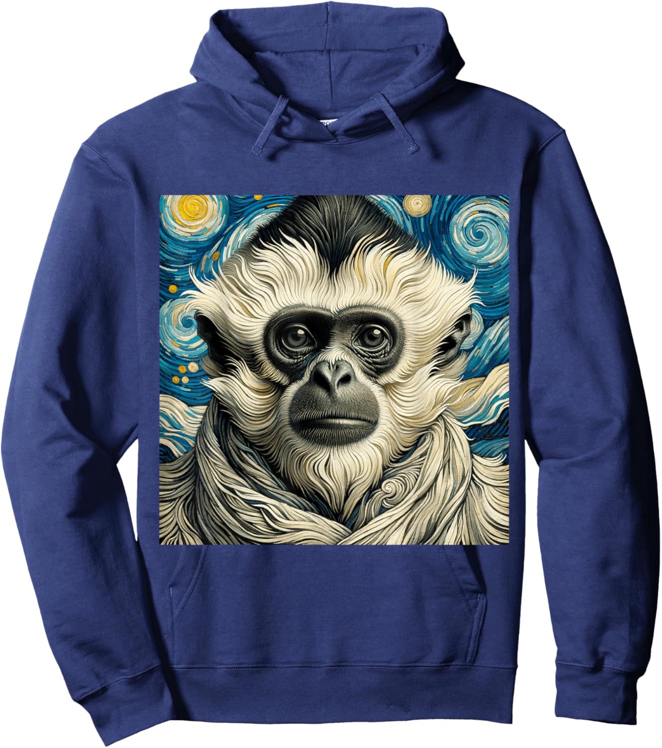 Vincent Van Gogh Shirt Monkey Yunnan White-Handed Gibbon Art Hoodie - Hoodie | Navy