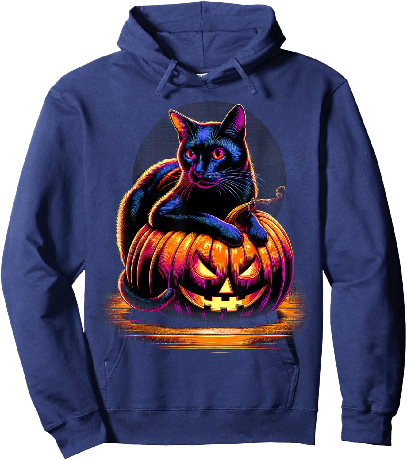 Halloween Cat Funny Fall Pumpkin Cat Lover Cute Hoodie - Hoodie | Navy