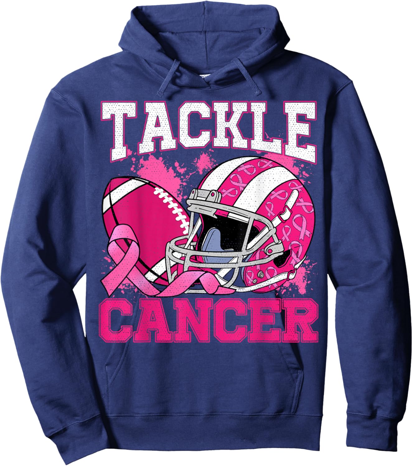 Tackle Breast Cancer Football Pink Breast Cancer Awareness Hoodie - Hoodie | Navy