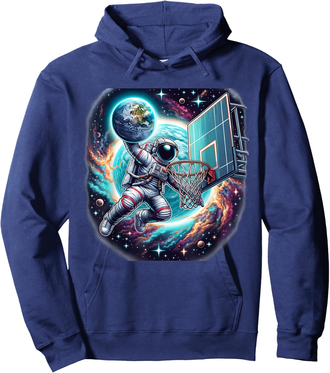Astronaut Slam Dunking Planet Earth Basketball Lover Hoodie - Hoodie | Navy