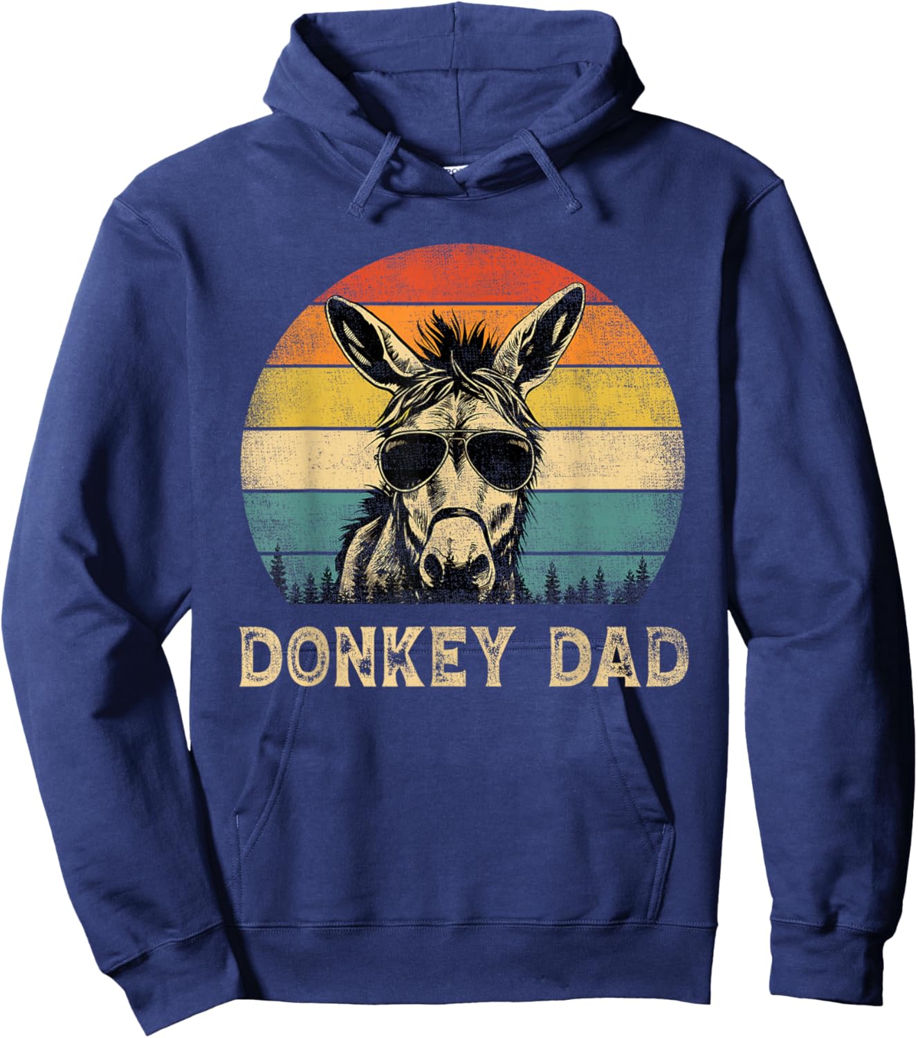 Vintage Donkey Dad Donkey Lovers Daddy Father's Day Hoodie - Hoodie | Navy