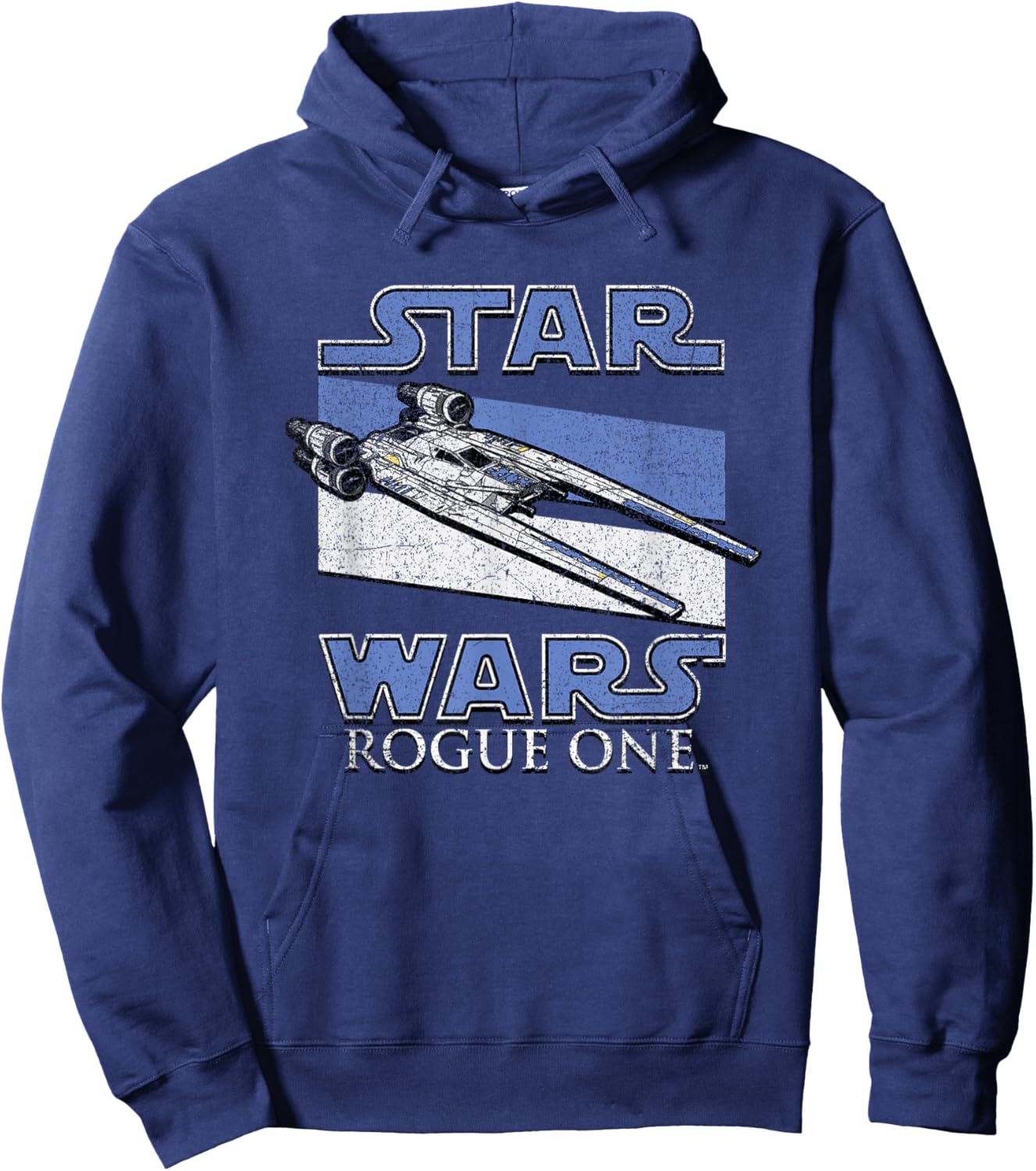 Star Wars Rogue One Iconic U-wing Fighter Distressed Poster Hoodie - Hoodie | Navy