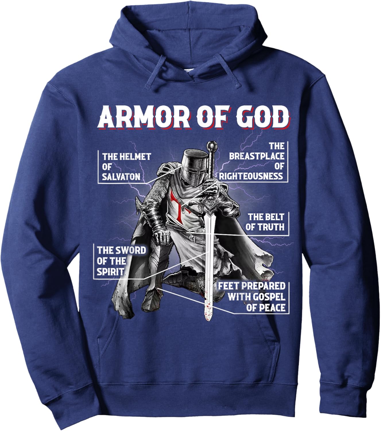 Armor Of God Bible Verse Cool,Ephesians 6:11 Christian Bible Hoodie - Hoodie | Navy